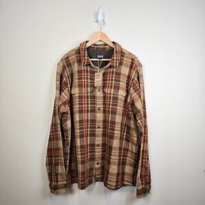 Patagonia Mens Sz XL Fjord Loft Shirt Forested Nest Brown Organic Cotton Flannel